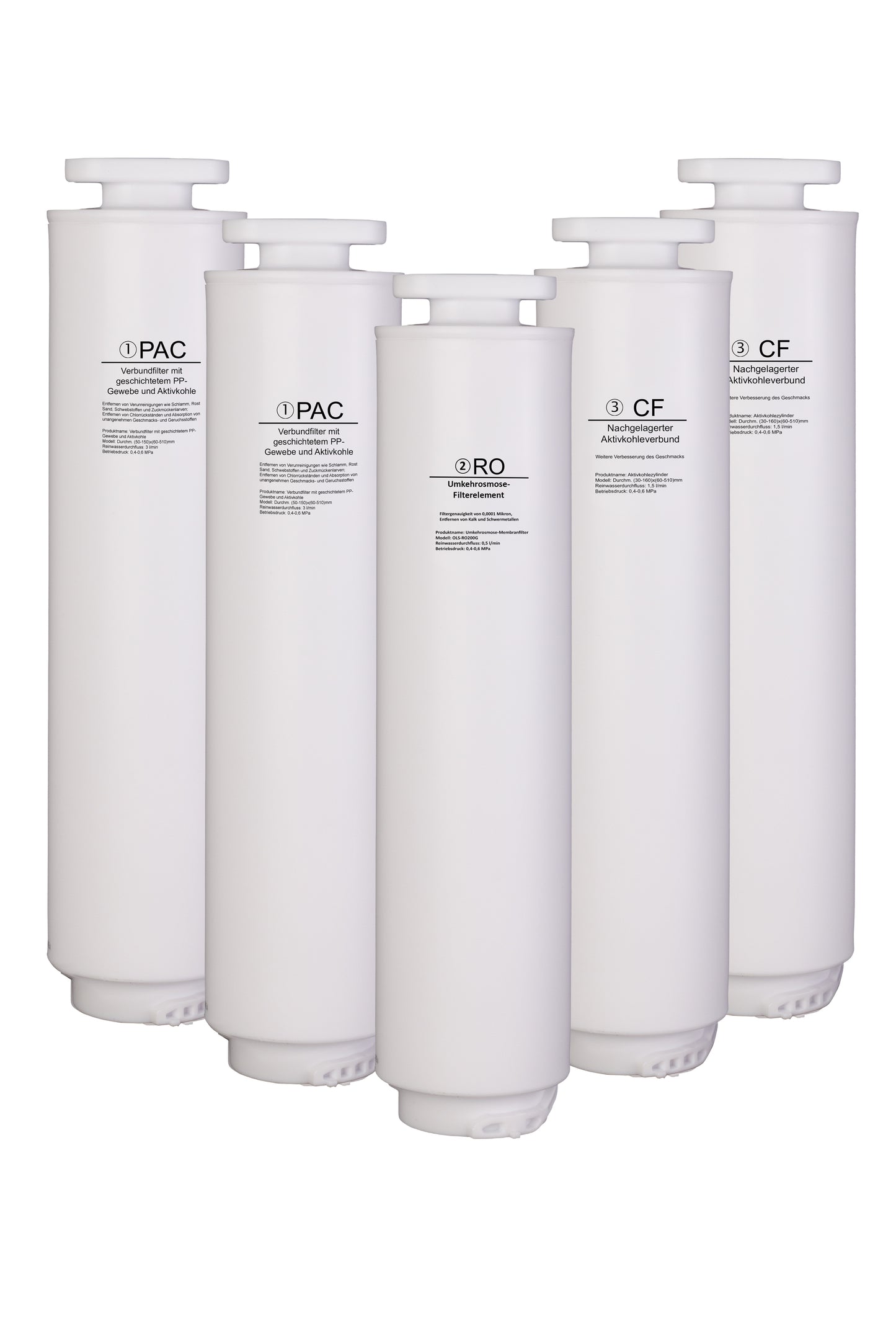 Set 5 Filter 2x PAC, 2x CF, 1 x RO für T21 H2O / W23
